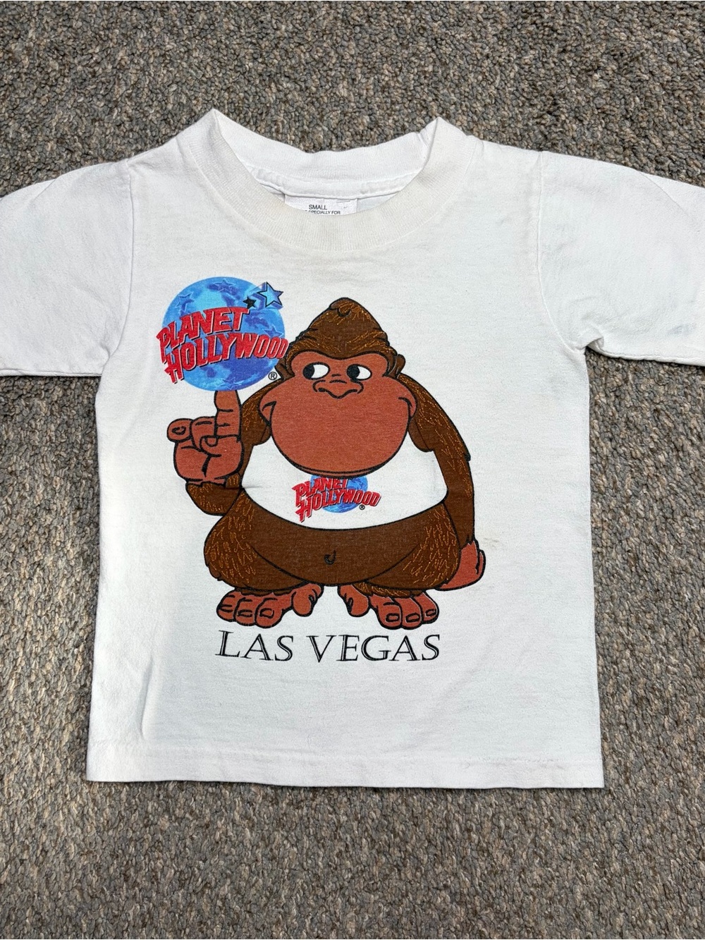 Vintage 90s Planet Hollywood Monkey Graphic Short Sleeve TShirt Size S Kids Y